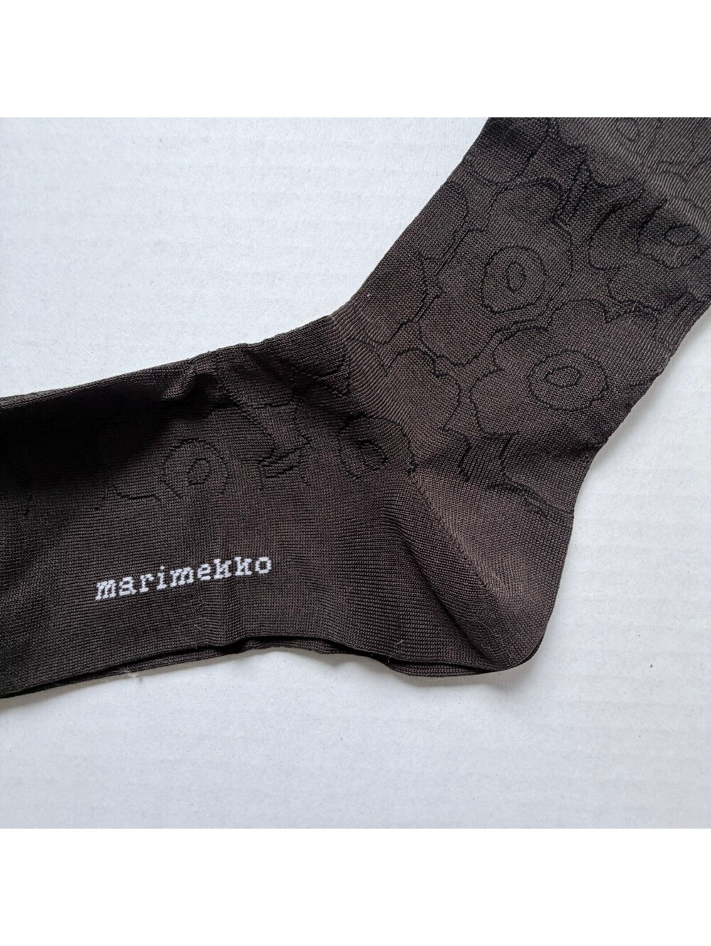 Marimekko Maalaus Pirto Unikko Pattern Brown Knee-High Socks Size 37-39